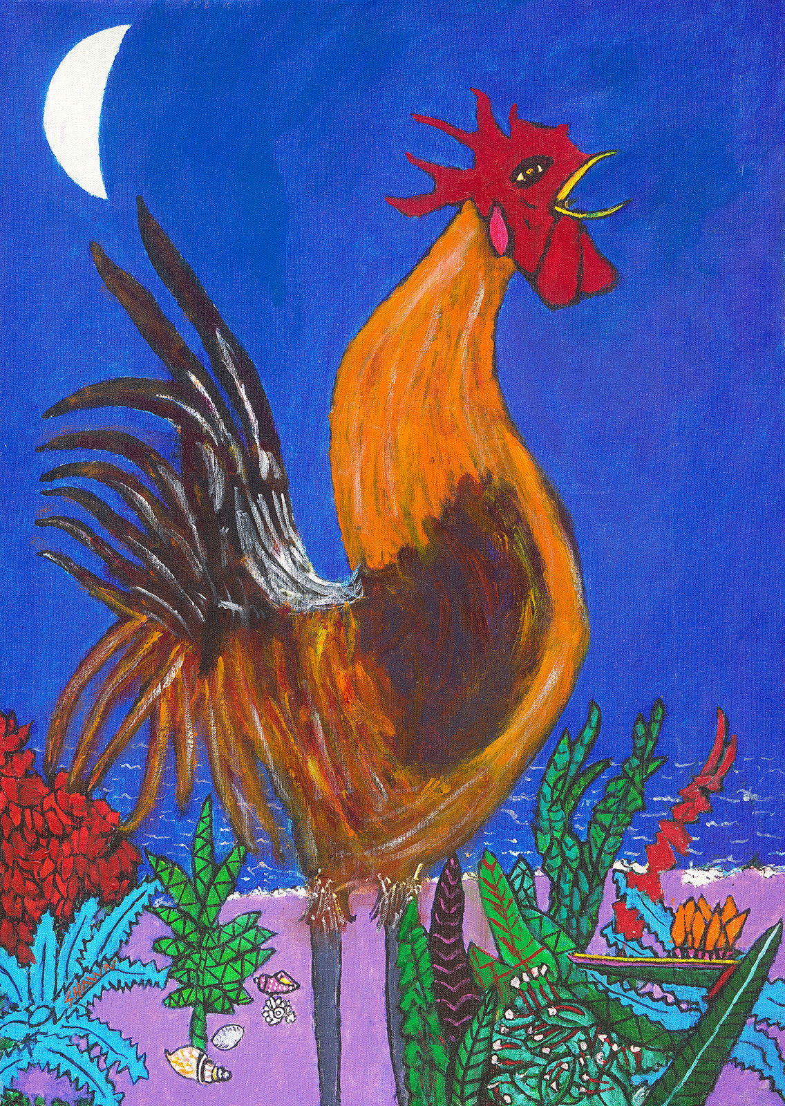 Moonlit Rooster